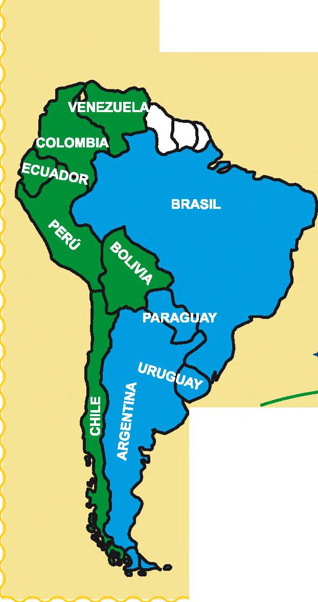 Ko á teta ndive o avei Chile, Bolivia, Colombia, Perú ha Ecuador.