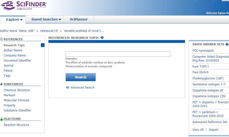 Mi a SciFinder? A SciFinder használatához REGISZTRÁCIÓ SZÜKSÉGES! A regisztráció az alábbi linken érhető el: https://scifinder.cas.org/registration/index.html?