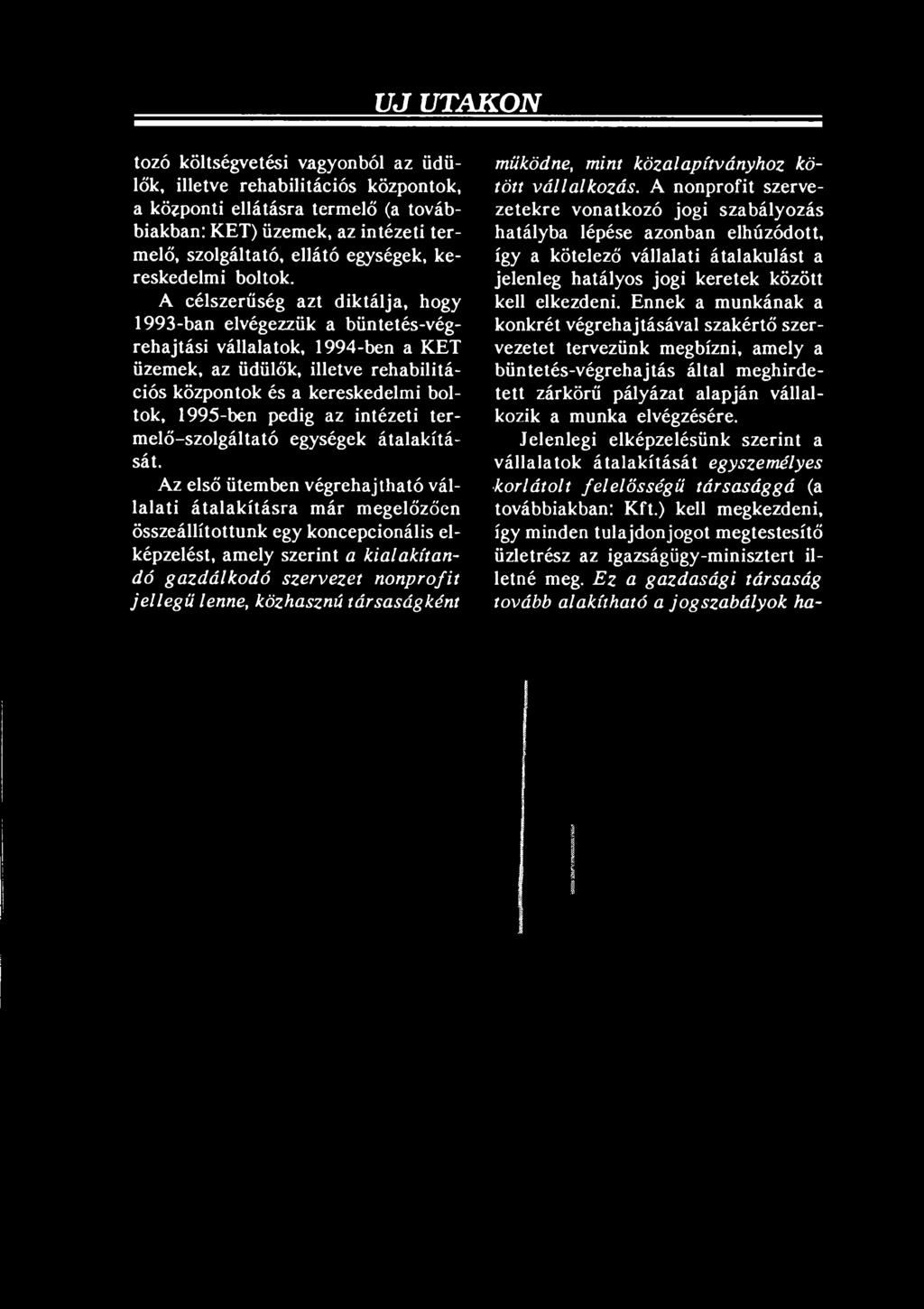 Az első ütemben végrehajtható vállalati átalakításra már megelőzően összeállítottunk egy koncepcionális elképzelést, amely szerint a kialakítandó gazdálkodó szervezet