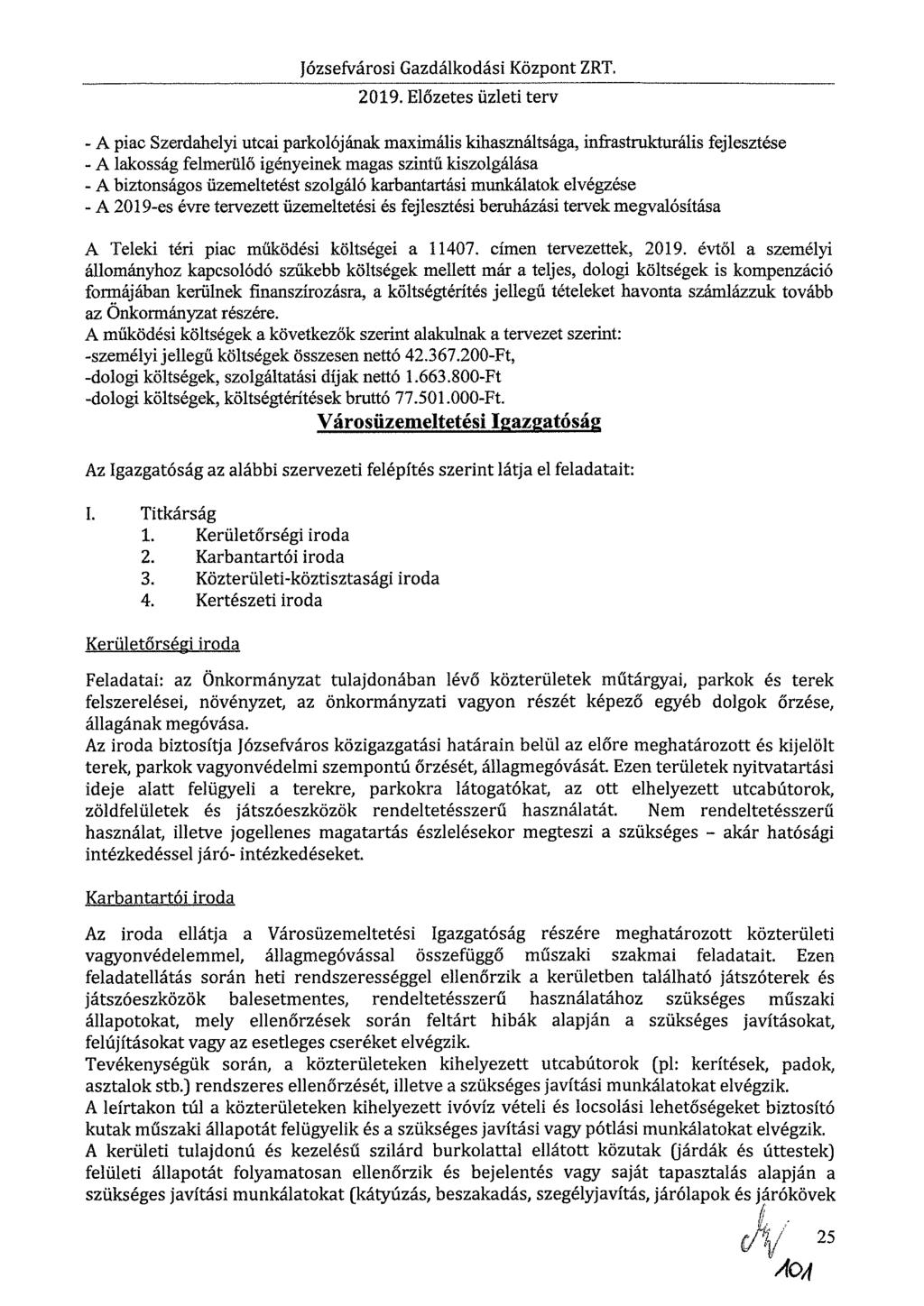 Józsefvárosi Gazdálkodási Központ ZRT. 2019.