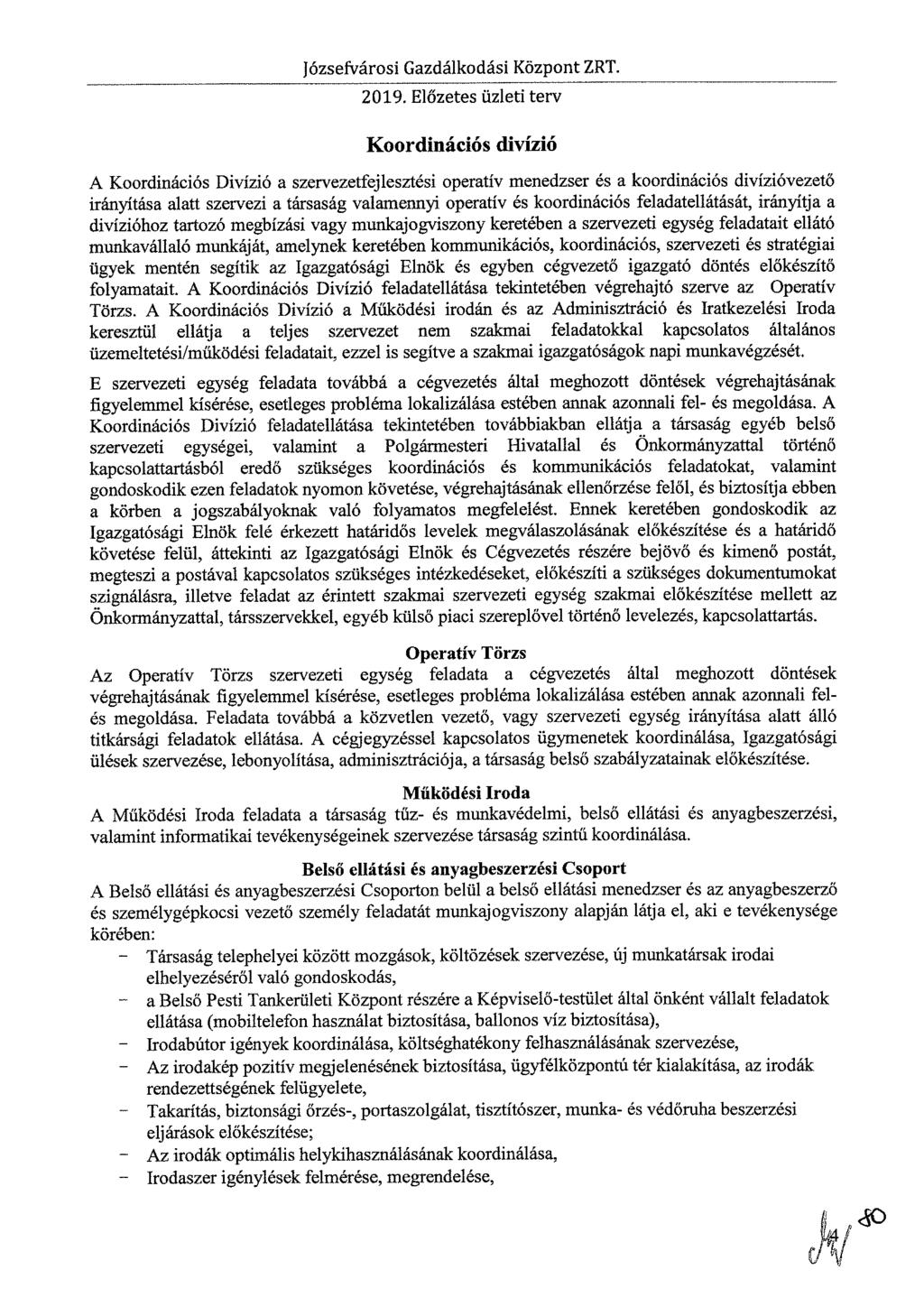 Józsefvárosi Gazdálkodási Központ ZRT. 2019.