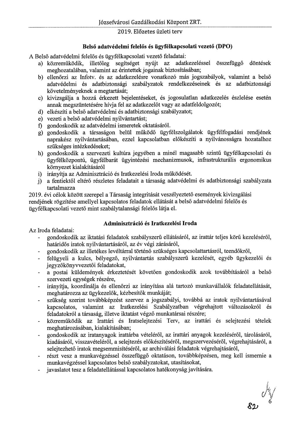 Józsefvárosi Gazdálkodási Központ ZRT. 2019.