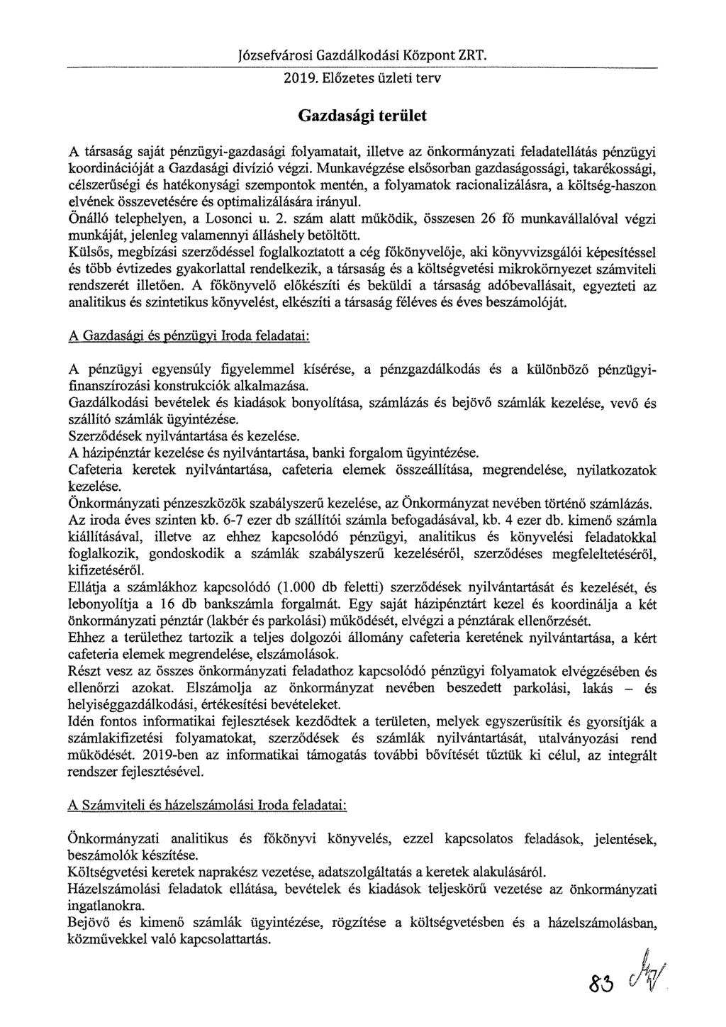 Józsefvárosi Gazdálkodási Központ ZRT. 2019.