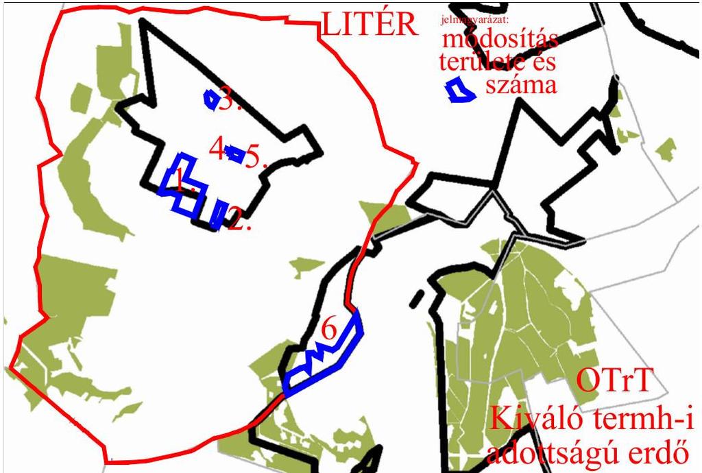A település igazgatási területét érinti, de a módosítás területeit