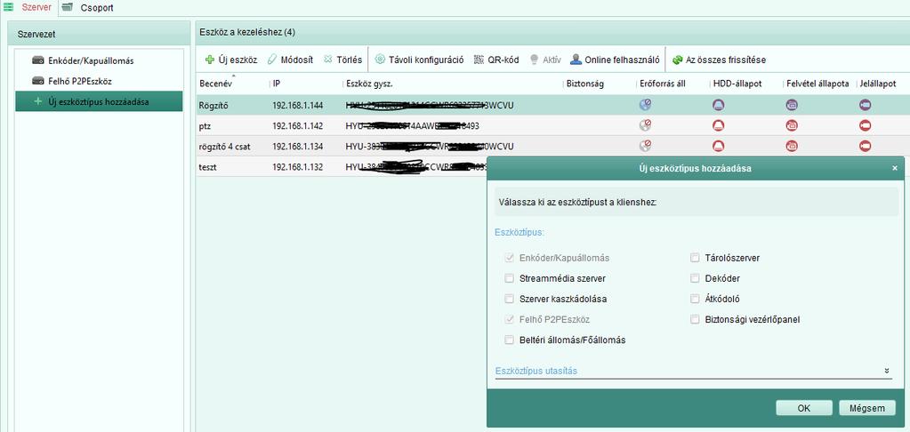 9. Eszköz elérése PC-ről - HYUNDAI CLOUD P2P fiók hozzáadása HYU-VMS PC programhoz Nyissa meg a HYU-VMS programot. Kattintson az Eszközmenedzser modulra, azon belül a Szerver fülre.