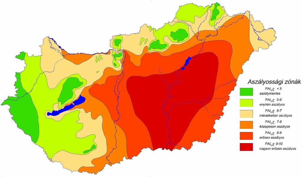 Magyarország aszályzónái No drought Rare