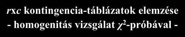 11. példa rx kontngena-tálázatok elemzése - homogentás vzsgálat χ -próával - (Box-Hunter-Hunter: Statsts for Expermenters, J. Wley, 1978, p.