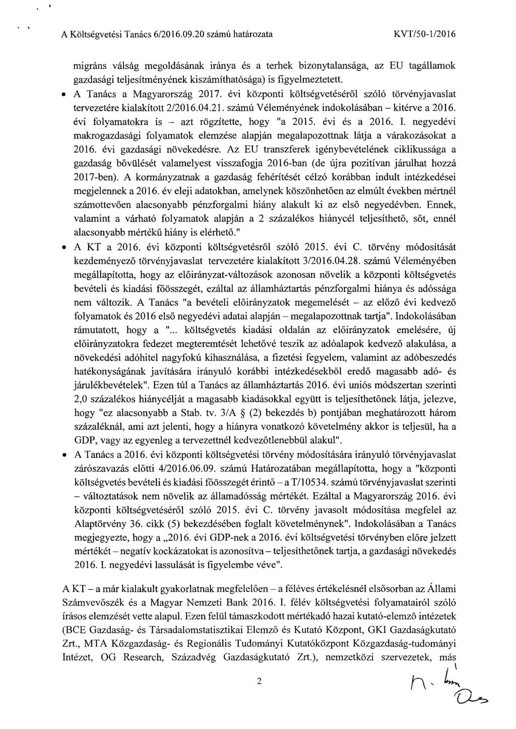 A Költségvetési Tanács 6/2016.09.