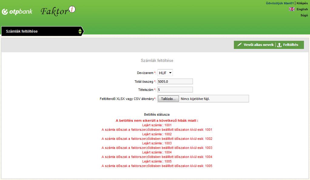 i - Internet felhasználói kézikönyv OTP a számla összegét összeg formátumban kell feltüntetni, tagoláshoz sem pontot, sem vesszőt nem lehet alkalmazni, az Excel nem tartalmazhat már korábban