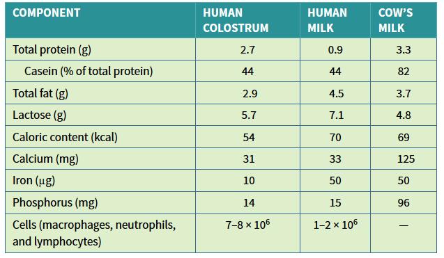 A nőitej vs a tehéntej összetétele (1dL-re vonatkoztatva): kevesebb fehérje, több laktóz és zsír +HMOs: human milk oligosaccharides ~1-2.