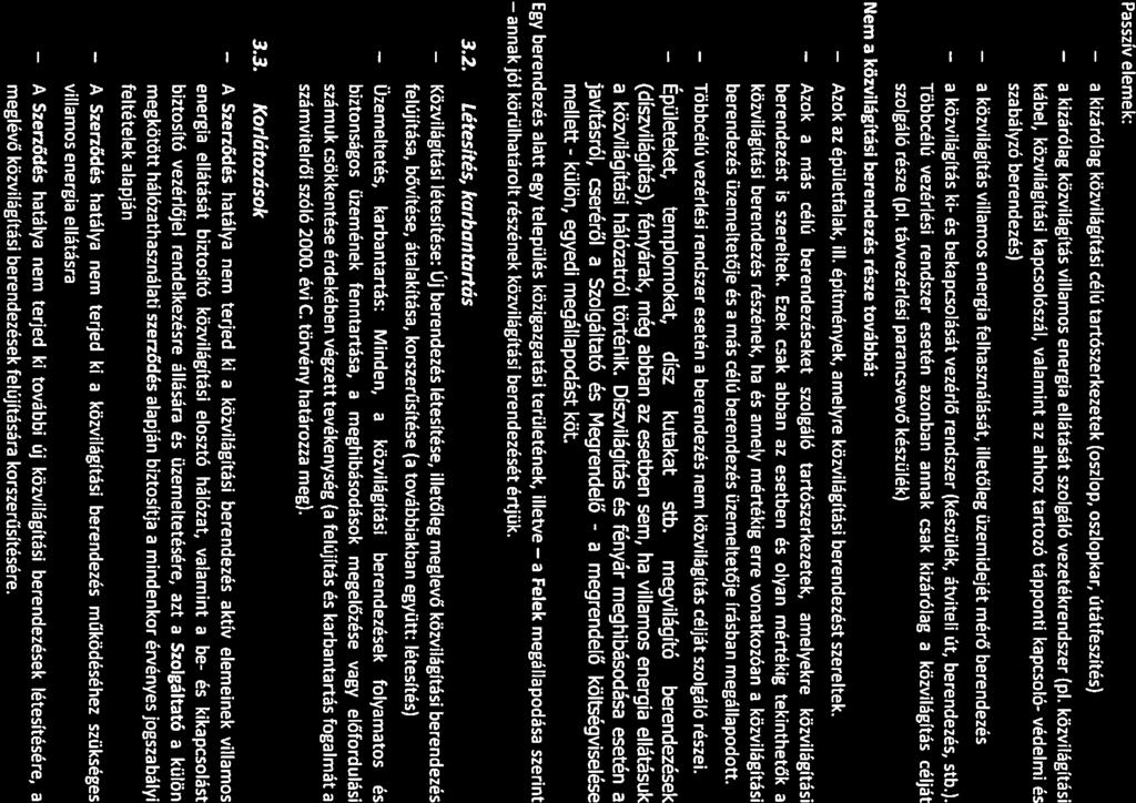 a zok Közvilágítási Passzív elemek: a a a kizárólag közvilágítási célú tartószerkezetek (oszlop, oszlopkar, útátfeszítés) kizárólag közvilágítás villamos energia ellátását szolgáló vezetékrendszer