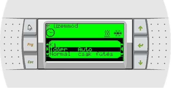 ábra Lehetséges üzemmódok A lehetséges üzemmód a két beállítási értékb l adódik: - a komfortfokozat megadása (id vezérelt vagy kézi) - a funkció megadása (automatikus vagy kézi)
