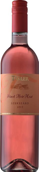 10 800 Ft/0,75 l Rozék / Rosé Wines / Roséweine Takler Pinot Noir Rosé Szekszárd Ropogós, epres, friss rozé Taklerék Decsi-hegyi birtokáról. Könnyű, gyümölcsös illat és korty.