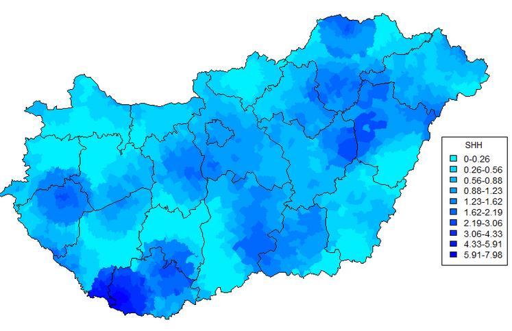 Legkedvezőtlenebb, közel 400%-os érték volt megfigyelhető a Sellyei kistérségben. A Gini-együttható értéke (50,2%) kistérségi szinten már erős egyenlőtlenségeket mutat. (4. ábra) 5.