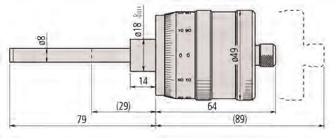 .5 1. 1.5 2. 2. 1.5 1..5 Beépíthető mikrométer nem-forgó orsóval Pontosság ±5 µm Orsóemelkedés 1 mm Fehér eloxált alumínium Mérési felület Keményfém betét Sorozat 197 - Nem-forgó orsós kivitel nagy