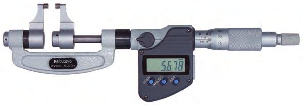 Mérőcsőrős mikrométer Sorozat 343 Digimatic csőrős mikrométer, speciális kivitel különösen nehezen elérhető mérési helyekhez.