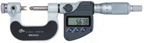 Digitális menetmérő mikrométer cserélhető tapintóval Funkciók Sorozat 326 ZERO/ABS Auto kikapcsolás (< 2 perc) 2 x PRESET Riasztás