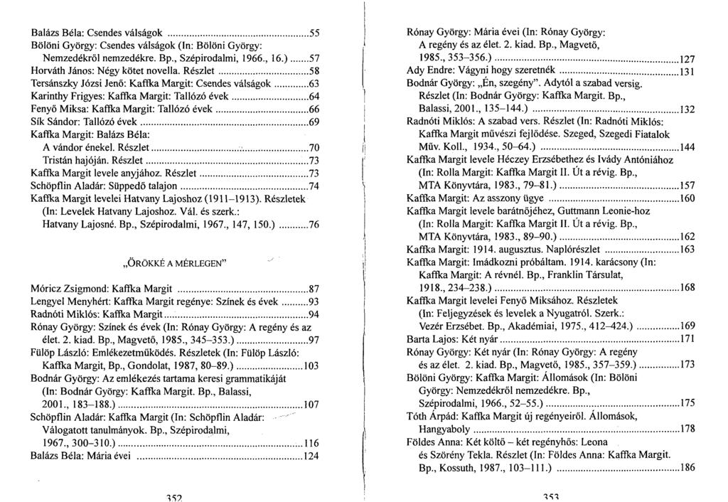 Balázs Béla: Csendes válságok 55 Bölöni György: Csendes válságok (In: Bölöni György: Nemzedékről nemzedékre. Bp., Szépirodalmi, 1966., 16.) 57 Horváth János: Négy kötet novella.