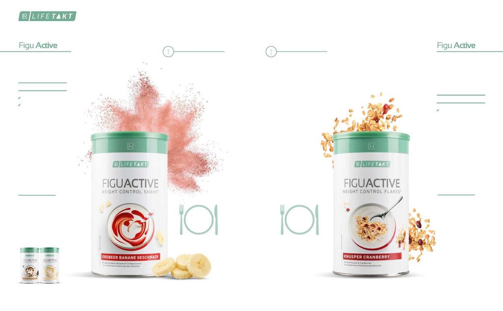 60 LR LIFETAKT TERMÉKEK 61 A krémes Figu Active shake-ek könnyen és gyorsan elkészíthetők. A finom étkezéshelyettesítők több ízben, széles kínálatban elérhetők.