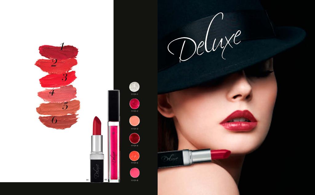144 LR DELUXE AJKAK Festői ajkak 01 Deluxe High Impact ajakrúzs Krémes, lágy összetétel, intenzív színek Innovatív textúra luxus kivitelben Tartós és selymes érzés 3,5 g 22p 1 11130-1 Signature Red 2