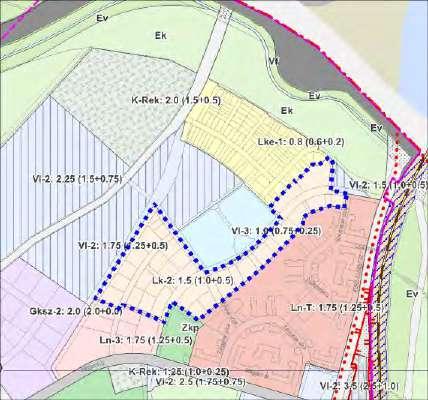 parkoló Lk-2 107 135 1,0 0,5 107 135 53 567,5 160 702,5 Építési övezet, övezet jele Terület m 2 Szintterületi mutató Építhető szintterület