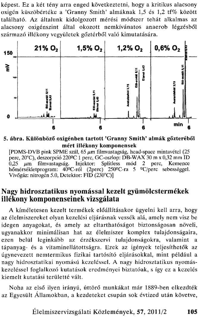 képest. Ez a két tény arra enged következtetni, hogy a kritikus alacsony oxigén küszöbértéke a 'Granny Smith' almáknak 1,5 és 1,2 tf% között található.
