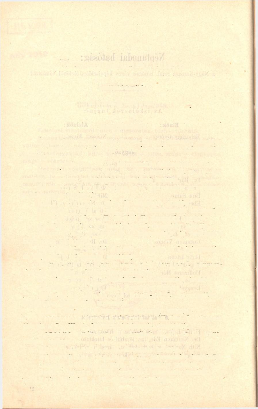 Tanitó = testület. Igazgató-tan itó: Németh Ignácz. Osztálytanítók: Ábrahám Gyula, az Eötvös-téri I. fiúosztály tanitója. Banekovicli János, a VI. ker. párh. I. leányosztály tanitója.