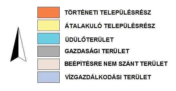településrész és az üdülőterület, az utobbi kettő a történeti településrészt veszik körül.