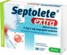 Septolete extra 3 mg/1 mg, 16 szopogató tabletta** mentol vagy citrom-bodza ízben A Septolete extra szopogató tabletta felnőttek és 6 év feletti gyermekek számára javallott gyulladáscsökkentőként,
