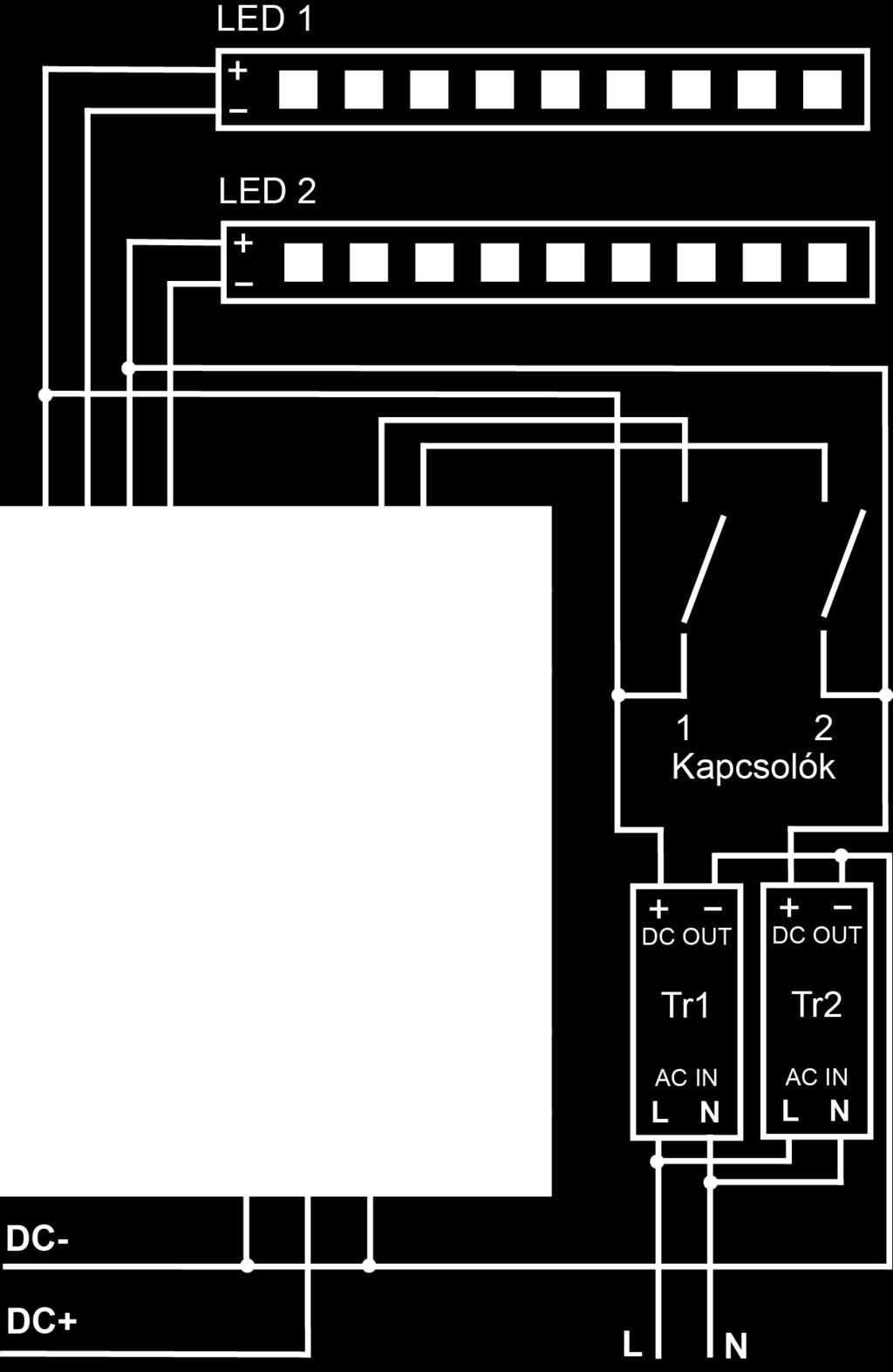 A harmadik és a negyedik csatorna bekötése az első kettővel megegyező elven történik.