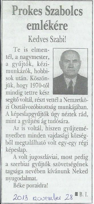 2014. január 18. Pittmann Ildikó A Zalaegerszegi 7 nap újság 2013.december 13-i számában Képeslapokon őrzi az egész világot címmel megjelent újságcikk a képeslap gyűjtök facebook oldalán olvasható.