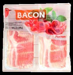 AUCHAN BACON 2x200 g, 2 495 Ft/kg 1 089 Ft -91 Ft 998 Ft