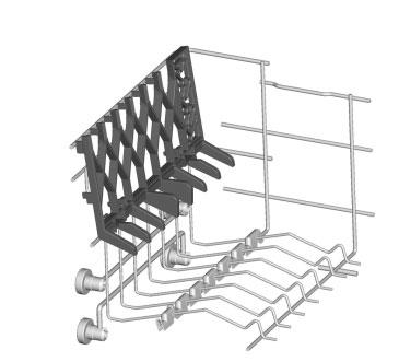 LODING DISHES Using the upper basket The upper basket is provided with mobile racks hooked to the sides of the basket, which can be regulated into 4 positions.