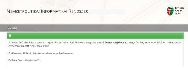 Az adatok helyességének ellenőrzése után kattintson a Regisztráció véglegesítése gombra.