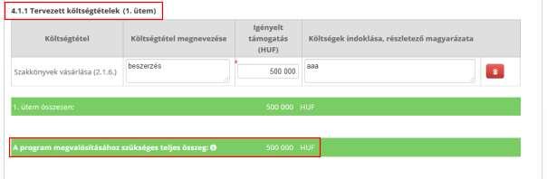 Egy már rögzített költségtétel adatai a módosíthatóak az alábbiak szerint.