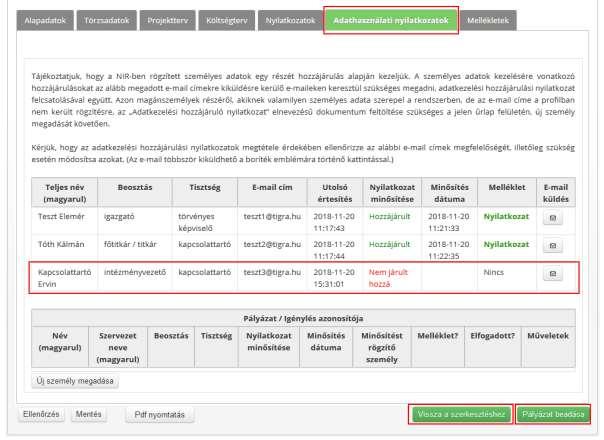 A legalább a kötelező adatok esetében, megfelelő formában kitöltött és a kötelezően csatolandó mellékleteket is tartalmazó, ellenőrzött, hibamentes és végleges (!