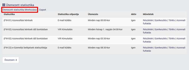 12.2 Ütemezett statisztika 12.2.1 Ütemezett statisztika létrehozása 1.