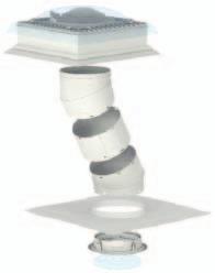 VELUX fénycsatorna Fénycsatornák lapostetőhöz Külső elem 60 60 cm méretű PVC anyagú külső bevilágító egység (kupola) 4 mm vastag edzett üveg könnyen tisztuló bevonattal a kényelemért Fénytovábbító