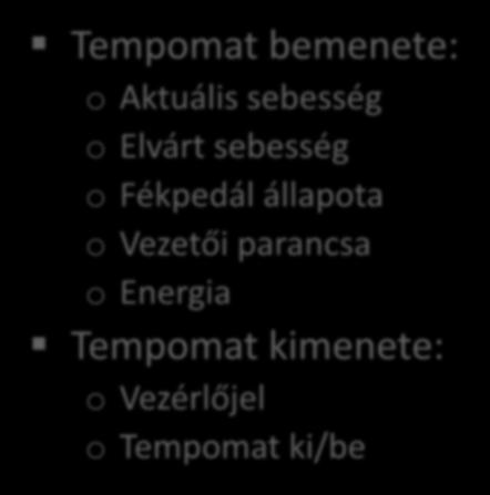 Vezérlőjel o Tempomat ki/be REMO: o Funkcionális dekompozíció o Strukturális