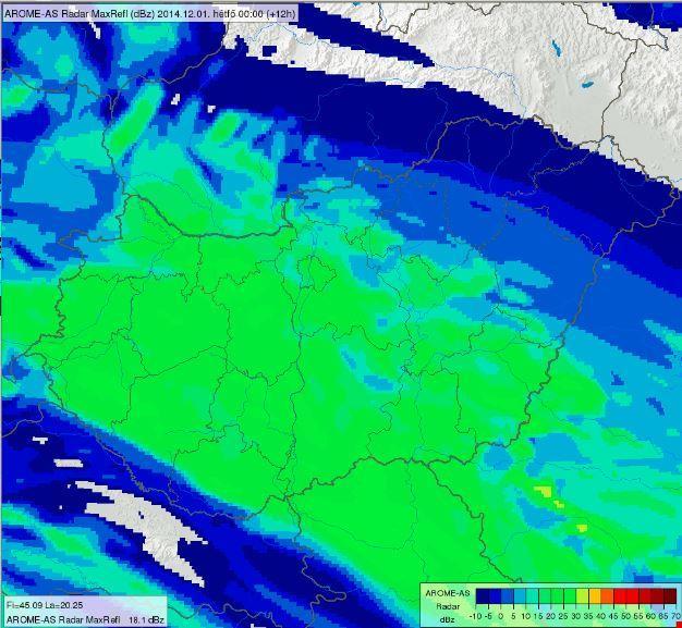 32. ábra: az AROME modell radar reflektivitás