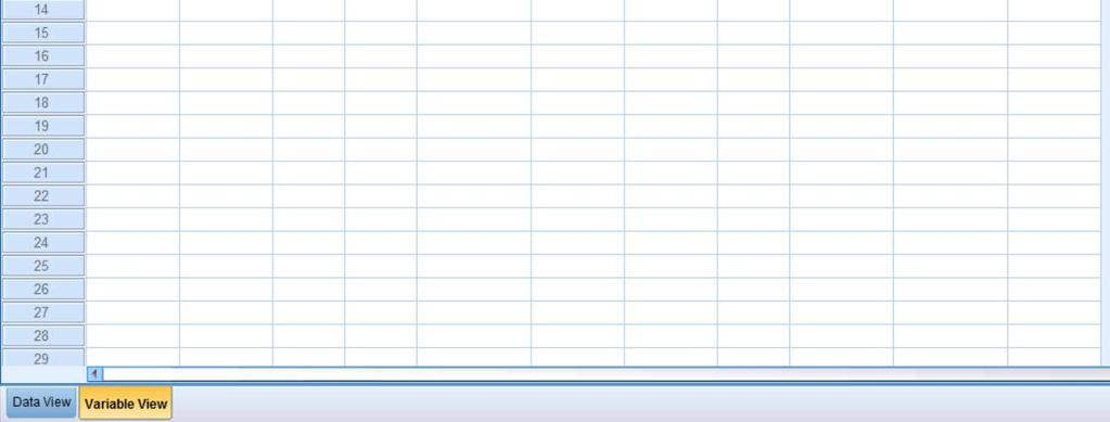 áll. Az adatszerkesztő (Data Editor) két lapból áll: egyik Data View és a Variable View, amelyeket az ablak bal alsó sarkában