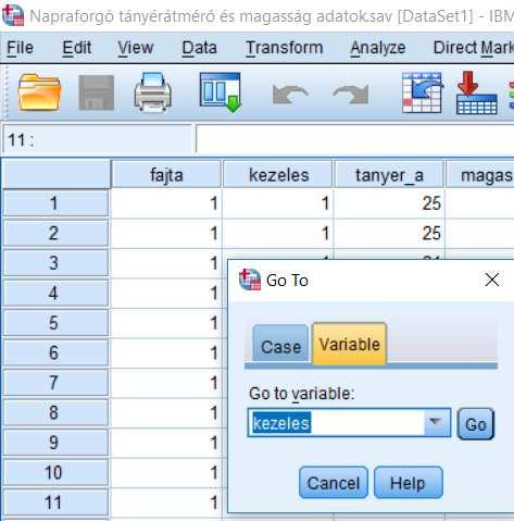 Go to Variable: a megadott változóhoz viszi a kurzort.