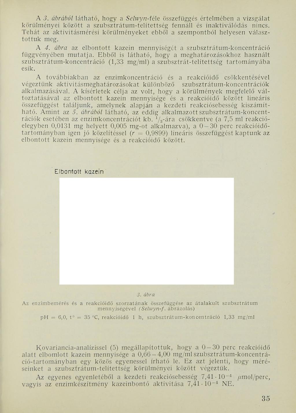 A 3. ábrából látható, hogy a Sdhyy/7-féle összefüggés értelmében a vizsgálat körülményei között a szubsztrátum-telítettség fennáll és inaktiválódás nincs.