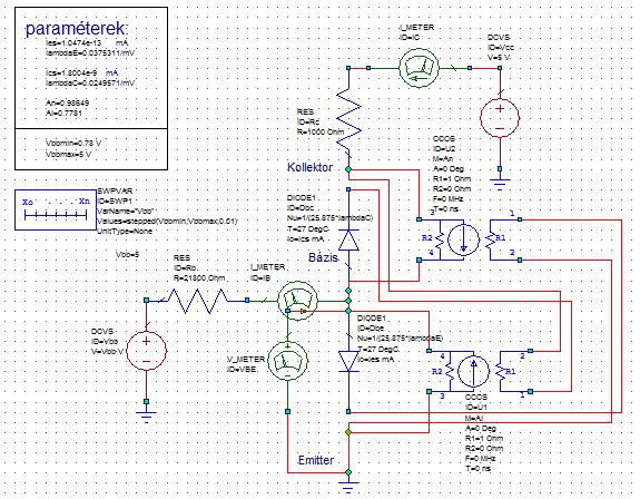 A N A I V terme V termc 4-1. táblázat: A használt tranzisztor Ebers-Moll helyettesítőkép paraméterei 4.2.3 V be -I c karakterisztika felvétele és a modell ellenőrzése.