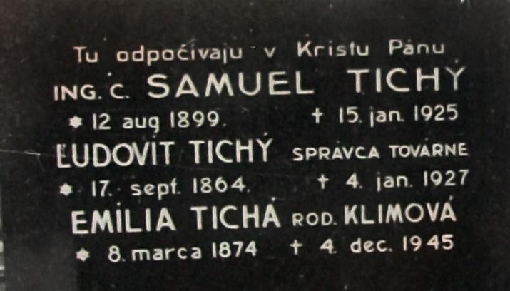 Matrikula 21 B3. Tichy Lajos I. (*Radvány, 1864. szeptember 17.- Radvány, 1927. január 4.) Késgyártó, kézmíves. Klimo Emília. (*1874. március 8.- Radvány, 1945. december 4.) Tichy Ludovit (Lajos I.