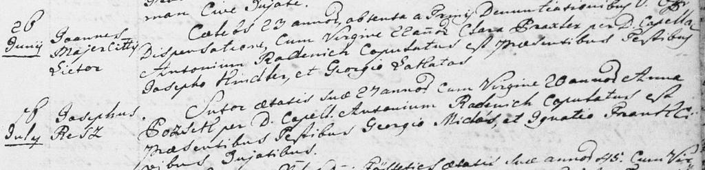 Matrikula 3 Roderich Antal esket (Pécs, 1799. 06. 26 és 07.