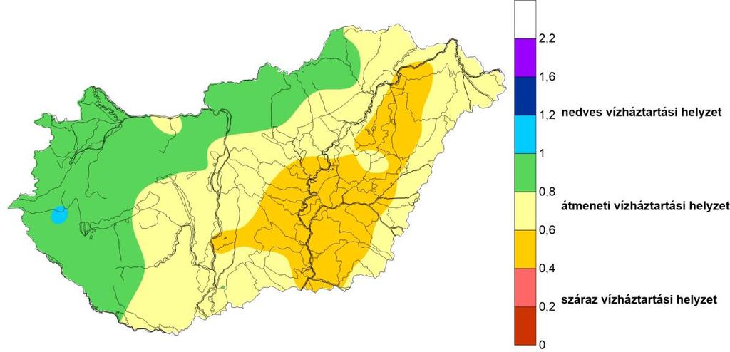 Kivételt a Tisza és a Körös találkozásának tágabb környezete képez, ahol száraz vízháztartási helyzet kialakulása valószínűsíthető.