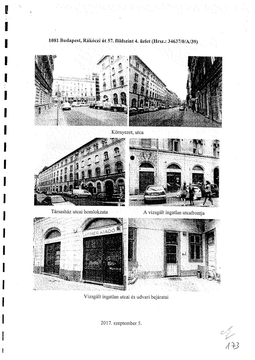 1081 Budapest, Rákóczi út 57. földszint 4. üzíet (Hrsz.