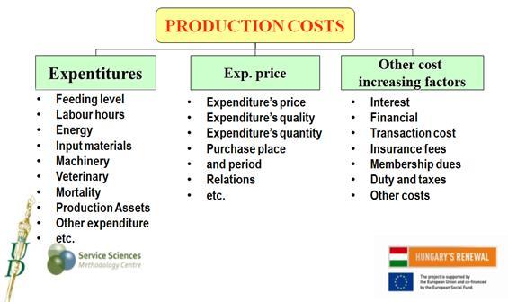 10. ECONOMICS of the CATTLE MEAT PRODUCTION 10.14. ábra - Figure 10.12.:Factors affecting the production cost in cattle farm Source: Kovács 2008. 6.