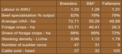 10. ECONOMICS of the CATTLE MEAT PRODUCTION We can distinguish three kinds of beef farm in the European level: breeders, fatteners and the mixture of the two (B&F). Table10.2.